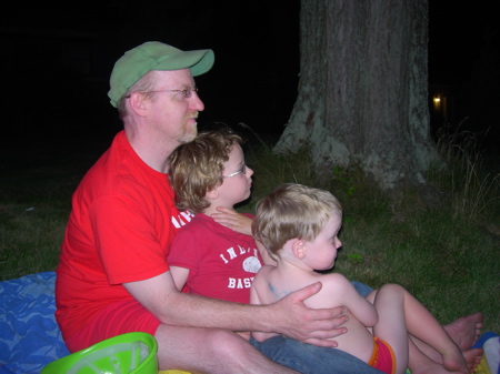 boys watching fireworks